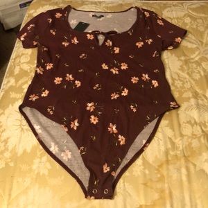 Burgundy Floral Bodysuit